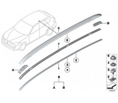 Рейлинг на крышу правый черный BMW E84