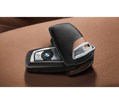 Кожаный футляр для ключа BMW Leather Key Case Luxury Line Brown Black