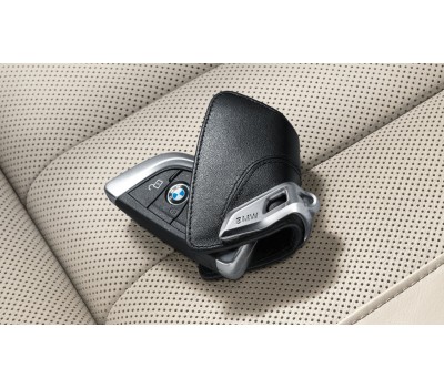 Кожаный футляр BMW для ключей со стальным зажимом, цвет Black