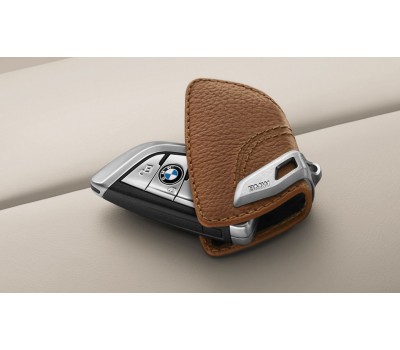 Кожаный футляр BMW для ключей со стальным зажимом, цвет Brown