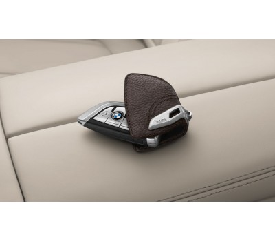 Кожаный футляр BMW для ключей со стальным зажимом, цвет Mokka
