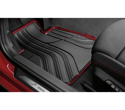 Резиновые коврики передние  черные/красный кант BMW F20, F21, F22, F23