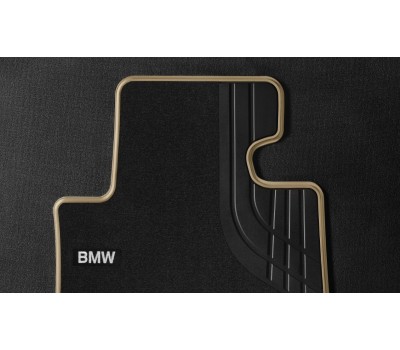 Текстильные коврики передние  черные/бежевый кант для заднего привода BMW F30, F31, F34, F35, F35 LCI, F80