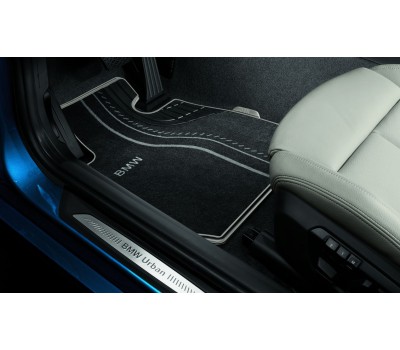 Текстильные коврики передние  черные/серый кант BMW F20, F21, F22, F23